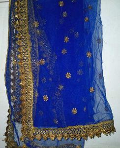 Clear Blue Shade Net Dupatta