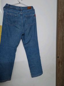 Blue Denim Straight Leg Jeans
