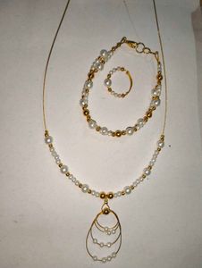 ❤️Pearl &amp; Gold Jewelry Set