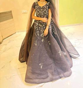 Elegant Cofee Colour Embroidered Gown