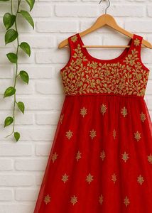 Red Embroidered Girls Dress
