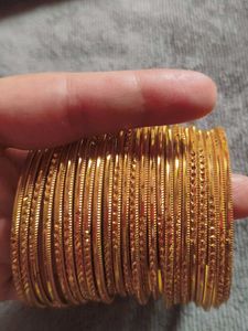 Gold Metal Bangle Set
