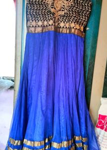 Blue &amp; Gold Embroidered Ethnic Skirt