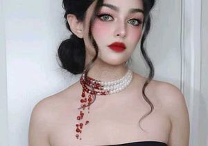 Gothic Bloody Pearl Necklace For Women ♥️