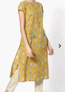 AJIO Mustard Printed Kurta