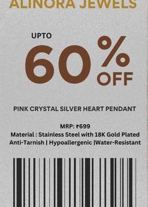 Pink Heart Crystal Silver Chain Pendant