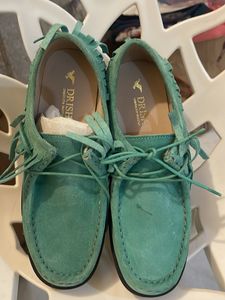 Mint Green Suede Fringe Moccasins