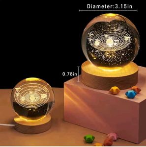 Illuminated Solar System Crystal Ball Lamp