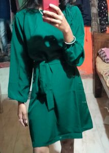 Flipkart One Piece Dress, Comes With Green Belt, Balloon Type Sleeves