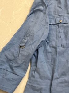 Mid Sleeves Collared Light Blue