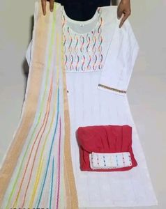 Afghani Kurta Pant Dupatta Set XL