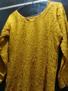 Yellow Embroidered Kurti