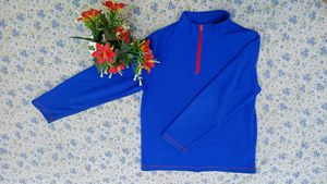 Blue Pullover with Red Zip