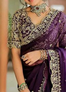 New Organza saree with designer blouse piece