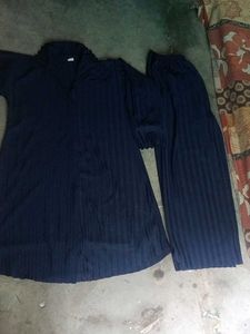 Navy Blue Pleated Two-Piece Set