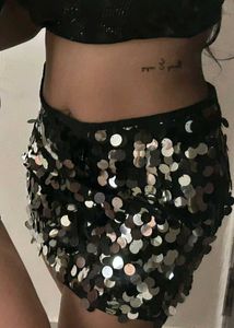 BLACK SEQUINS SKIRT