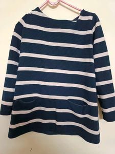 Black And Beige Strip Winter Wear Top