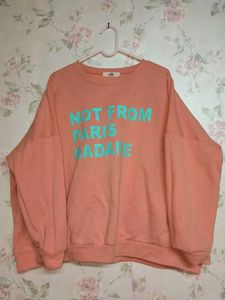 Oversized Peach Slogan Sweatshirt
