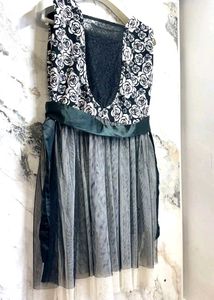 Floral Black & White Dress