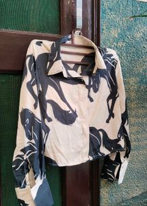 Horse Print Button-Down Shirt