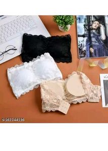 Lace Bandeau Strapless Bras - Set of 3