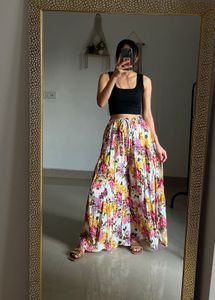 Multi Floral Print Pleated Palazzo