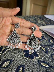 Elegant Silver Tone Dangle Earrings