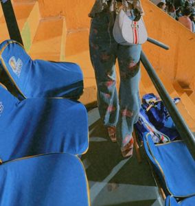 Floral Print Denim Jeans