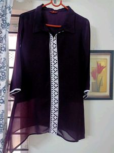 Women&#39;s Georgette Embroidery Shirt Style Top
