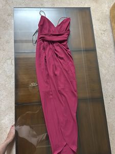 Burgundy Ruched Midi Dress