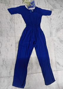 Blue Flowy Jumpsuit(FREE HAIR BOW AND FLOWER CLIP)