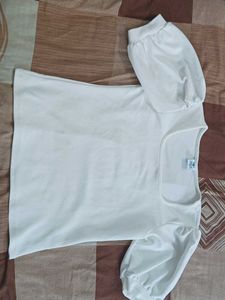 White Puff Sleeve Square Neck Top