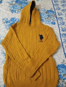 Mustard Cable Knit Hoodie