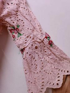 Pink Floral Eyelet Blouse