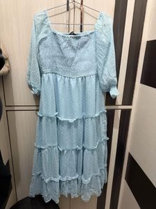 Light Blue Tiered Midi Dress