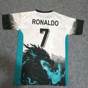 Real Madrid Dragon Design Jersey, White and Black