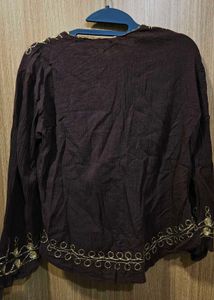 Embroidered Brown Top