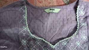 Embroidered Gray Tunic Top