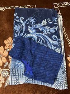 navy blue saree with blouse