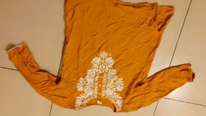 Embroidered Mustard Top