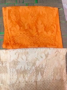 Lace Scarves - Orange & Cream