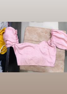 Cute Pink Off Shoulder Top