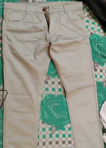 Men's Beige Casual Pants,