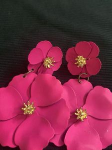 Pink Floral Statement Earrings