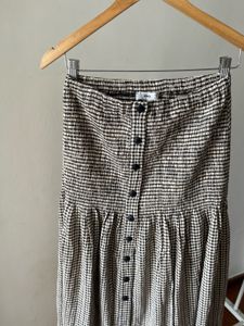 MNG Beige &amp; Black Gingham Checked A-line Skirt