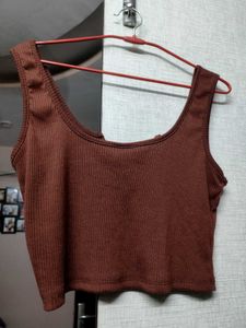 Brown crop tank top