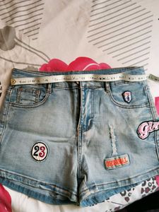 Cute Denim Patch Shorts