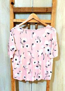 Pink Printed Cotton Top Size-38