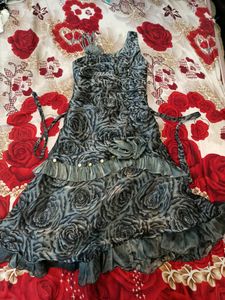 Grey party wear gown for 4/6yo girls