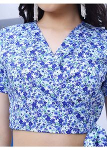 Floral Print Wrap Top & skirt coord set